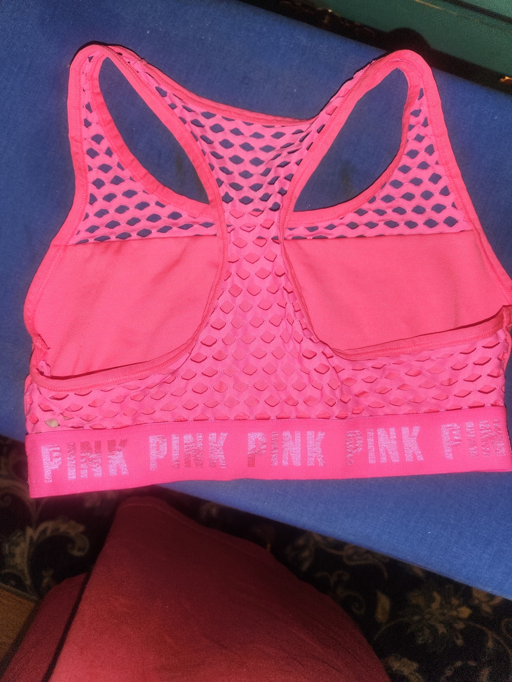 PINK Victoria's Secret Neon Pink Mesh Racerback Sports Bra